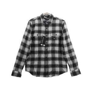 Lucky Brand Flannel Shirt S‎ Black Plaid 7MS4000 Humboldt Woven Western Classic